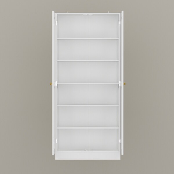 Glass Cabinet White Display Curio Storage Cabinet with Glass Doors - 70.9