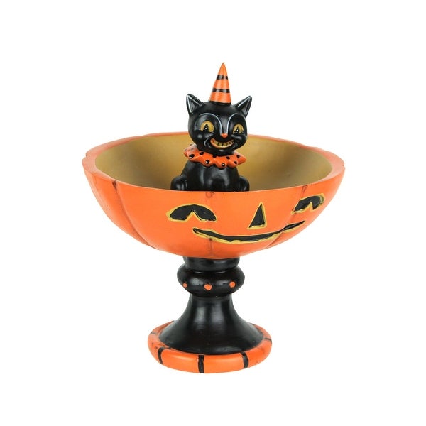 Johanna Parker Vintage Style Black Cat And Pumpkin Halloween Trick Or - 6.75 X 5.75 X 5.75 inches