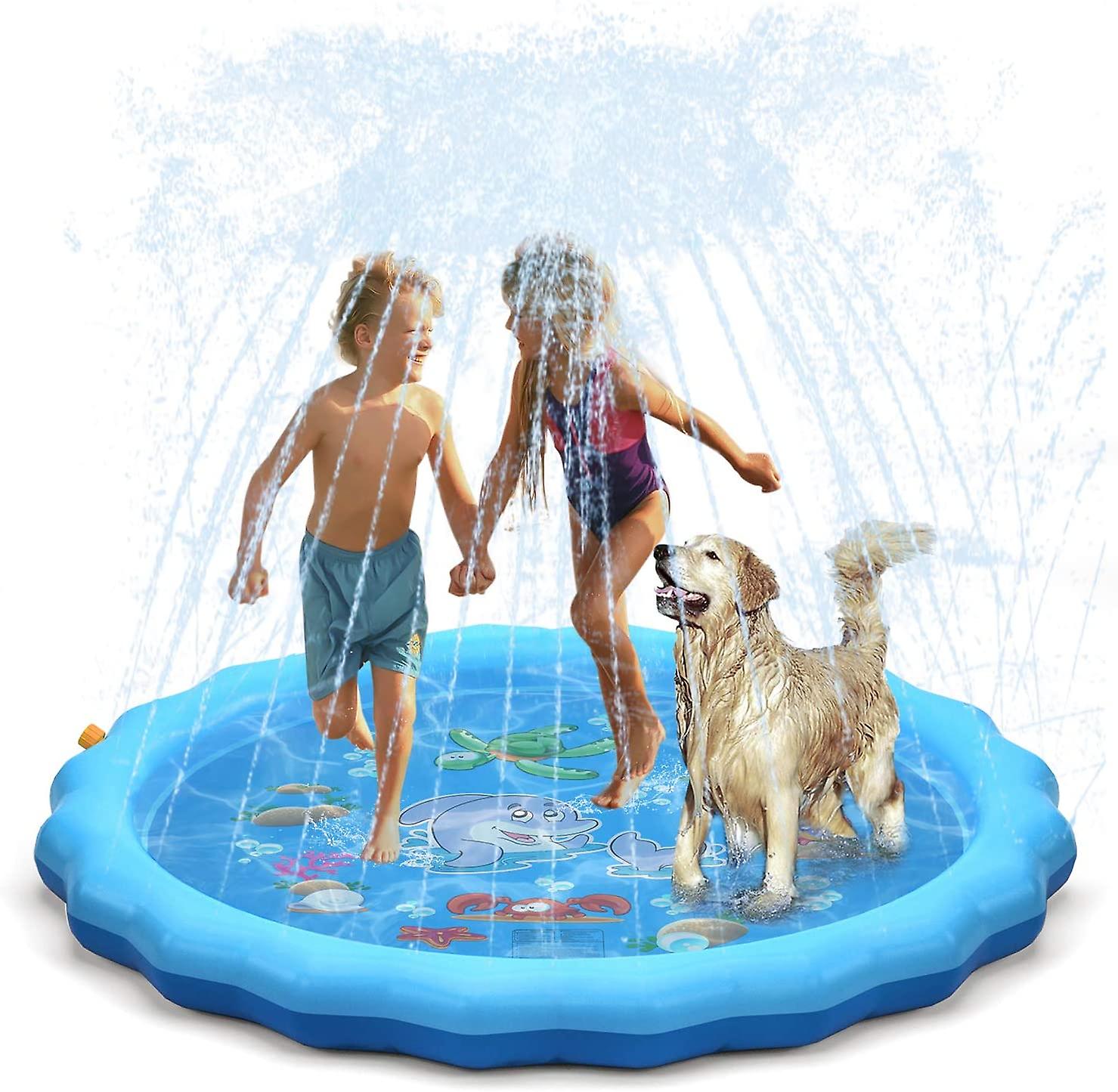 Inflatable pet water spray mat