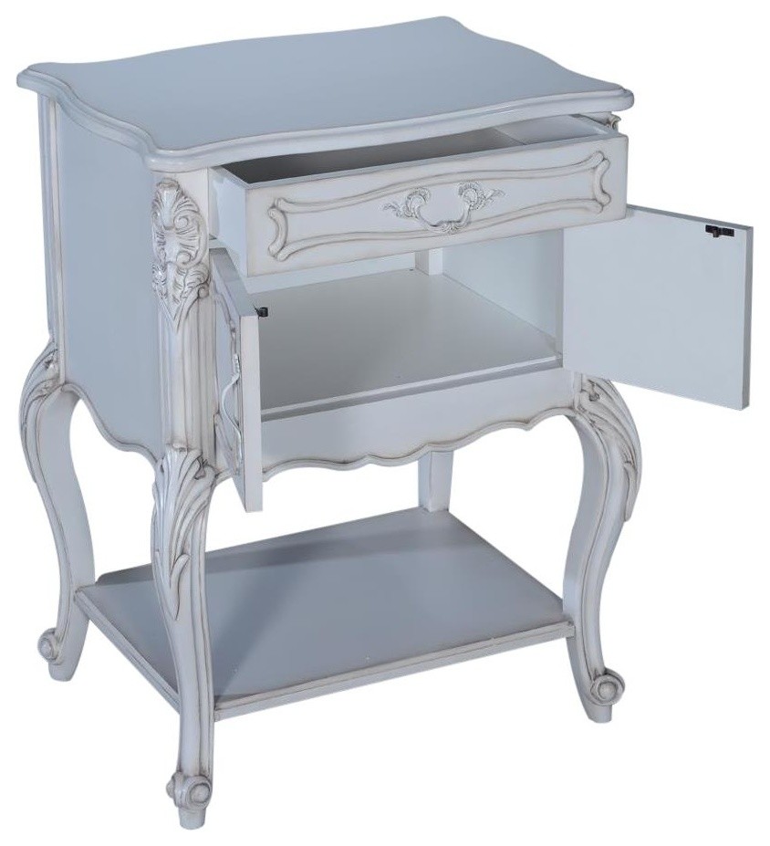 Side Table Louis XV Rococo Pretty Hand Carved Distressed White   French Country   Side Tables And End Tables   by EuroLuxHome  Houzz