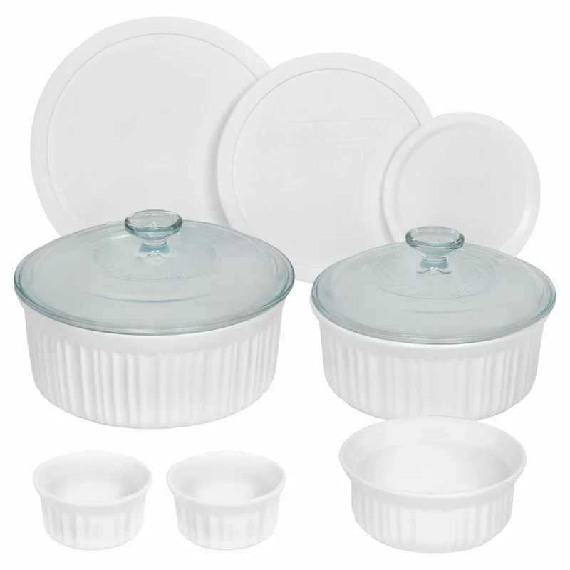 Corningware 1117223 French White 10-Piece Ceramic Bakeware Set