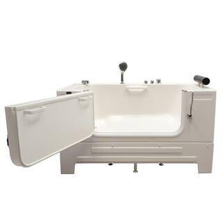 Homeward Bath Neptune 59 in. Walk-In Soaking Bathtub in White with Left Drain HY1342L