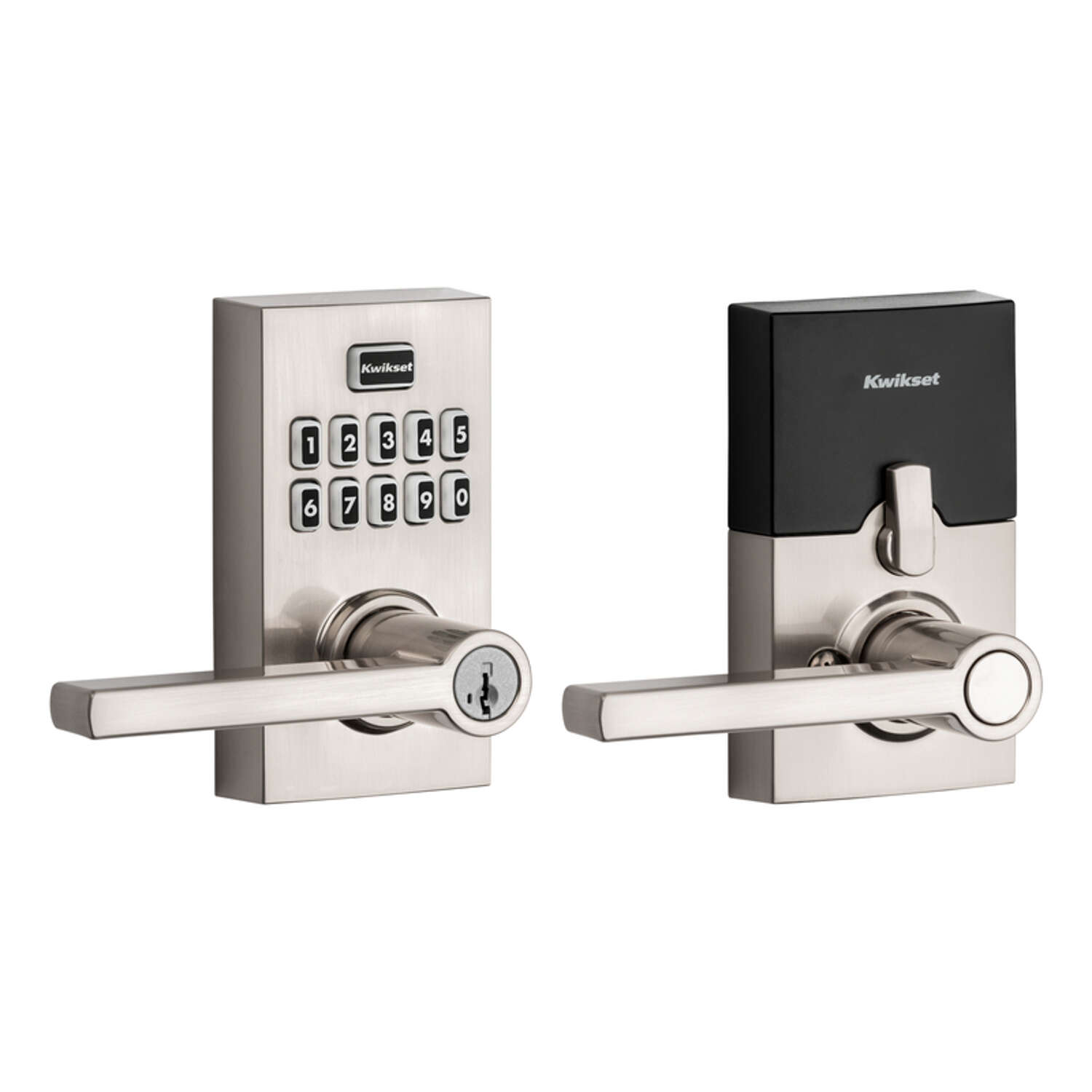 Kwikset SmartKey Satin Nickel Metal Electronic Touch Pad Entry Lever