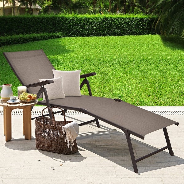 2 Outdoor Adjustable Lounge Chair Folding Recliner