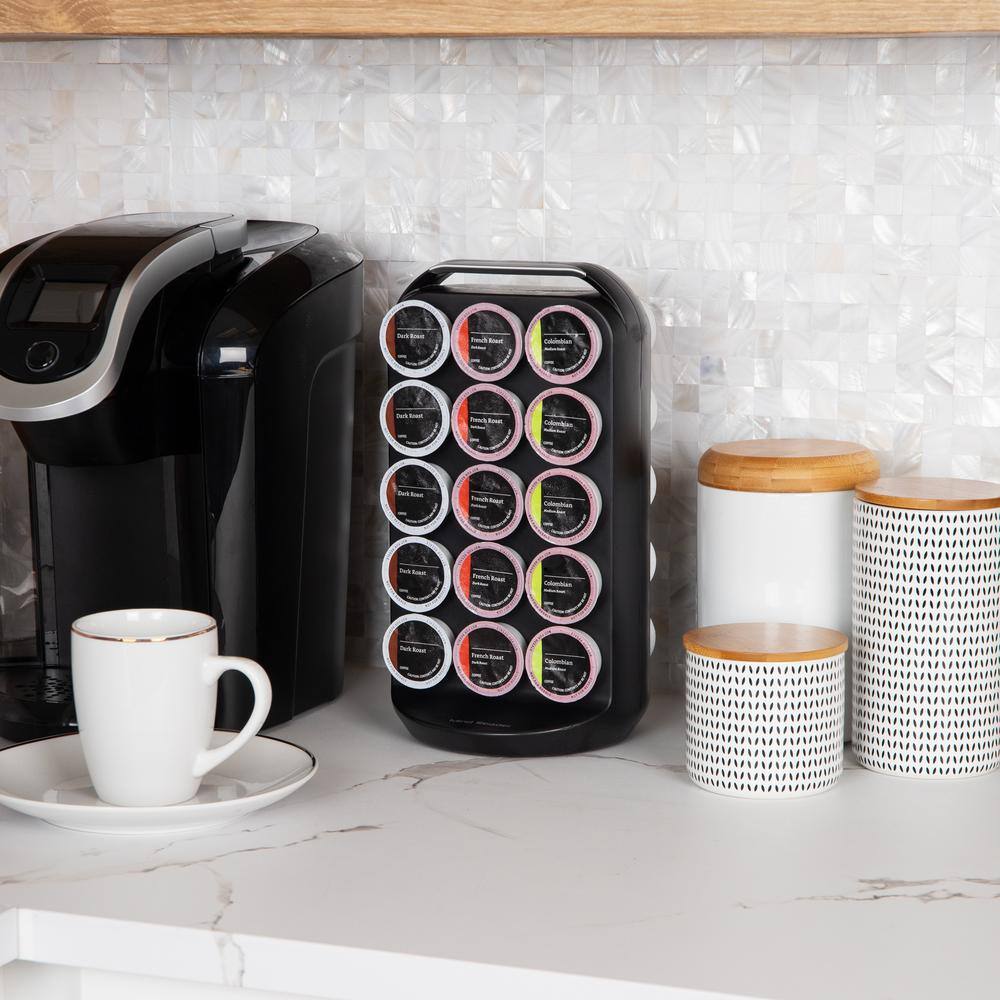 Mind Reader Anchor Collection Single Serve Coffee Pod Storage Carousel 30-Coffee Pod Capacity Countertop Organizer Black CRS02-BLK