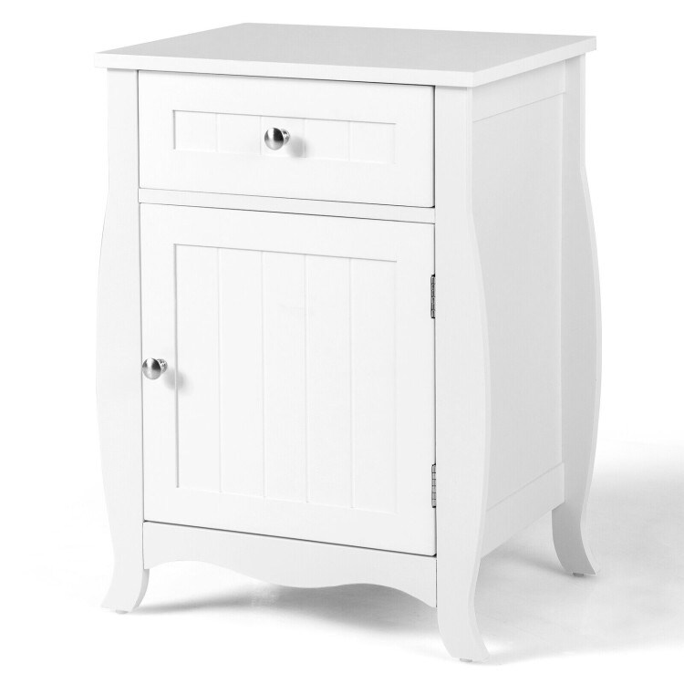 Nightstand Bed Side End Table with Drawer Cabinet and Curved Legs