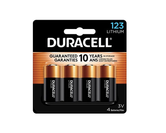 Duracell 123 3V High Power Lithium Battery， 4 Pack