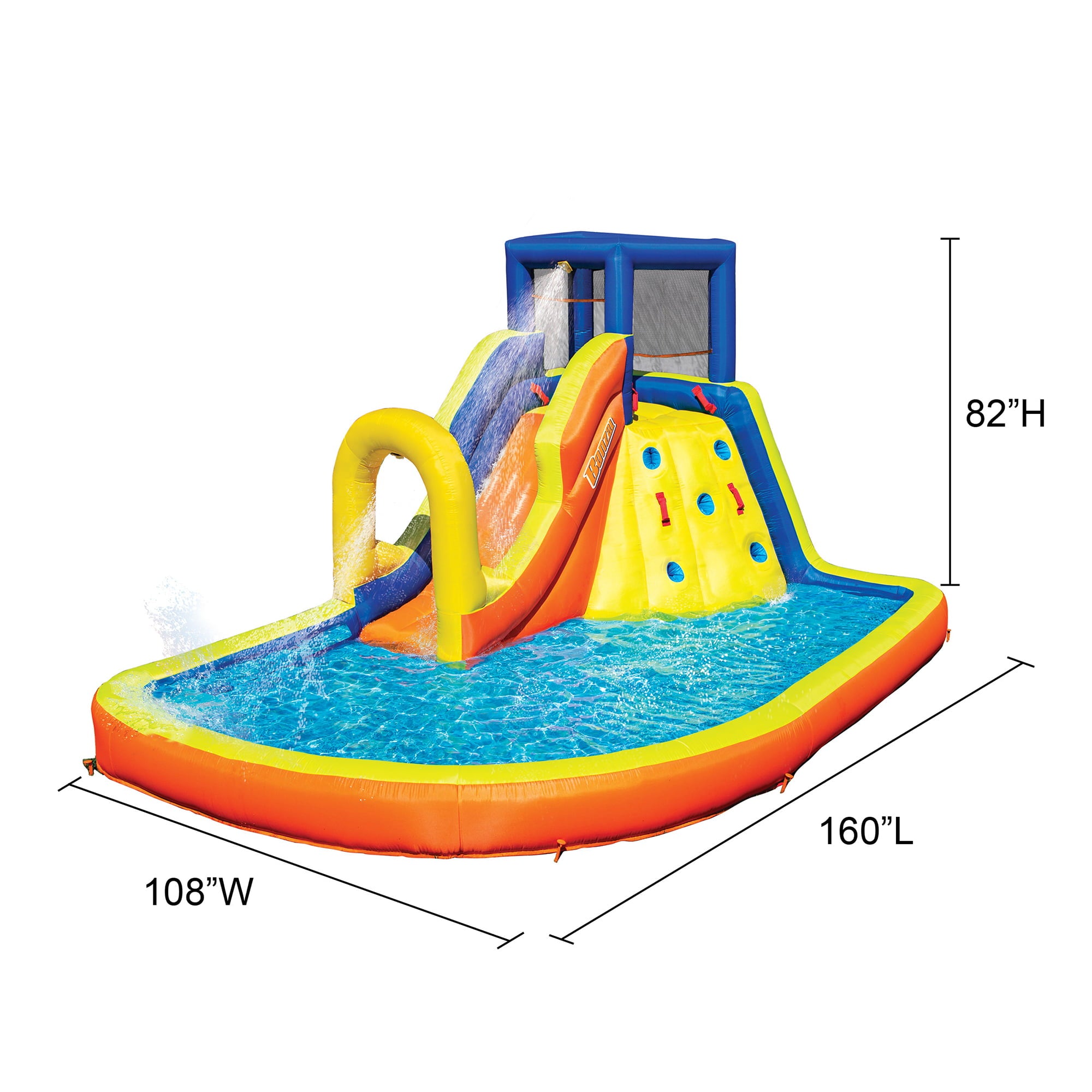 BANZAI Splash Summit Inflatable Water Park Play Center - Includes Water Slide & Climbing Wall - Outdoor Summer Fun For Kids & Families