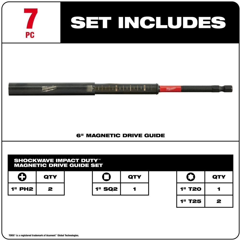 Milwaukee SHOCKWAVE 7-Piece Impact Magnetic Drive Guide Set 48-32-4518 from Milwaukee