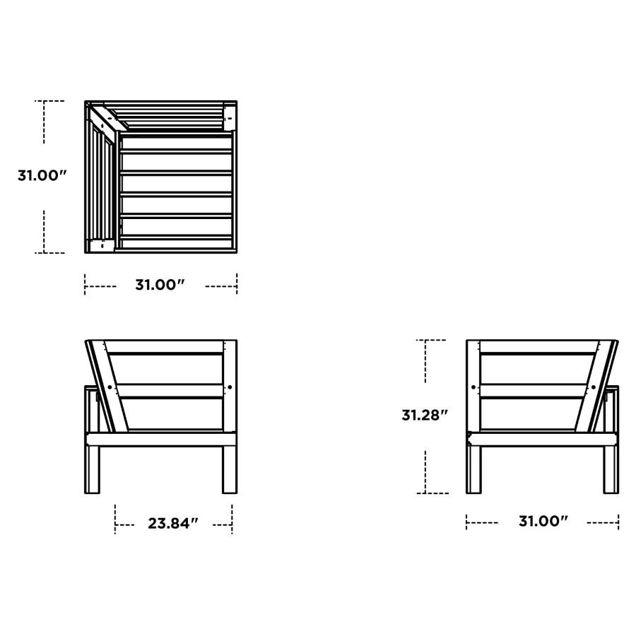 POLYWOOD Modular Corner Chair in White / Marine Indigo