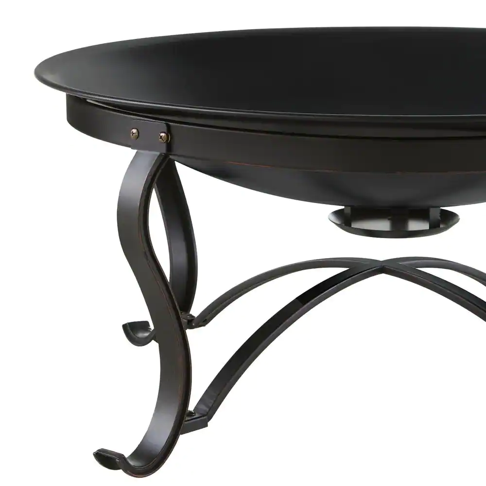 Hampton Bay OFW284R-HD Sadler 30 in. x 19 in. Round Steel Wood Burning Fire Pit in Rubbed Bronze