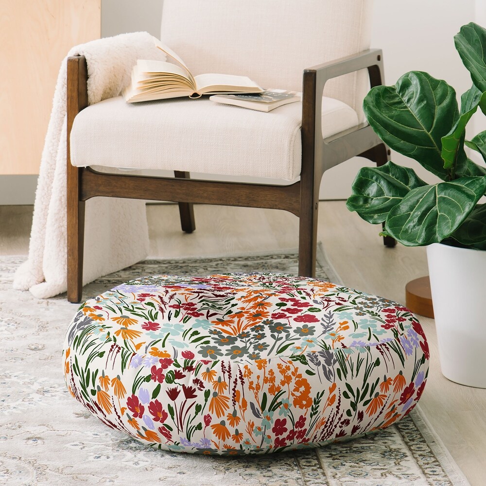 Marta Barragan Camarasa Spring Flowery Meadow 02 Made To Order Floor Pillow Round Gusseted 23\