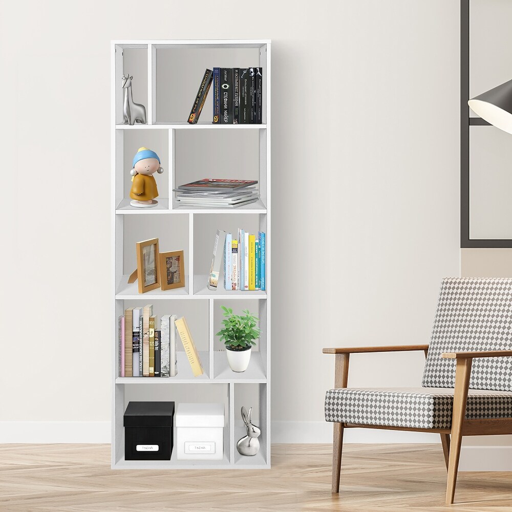 Costway 5 tier Wood Bookcase 66'' Tall Open Storage shelf Display Rack   See Details