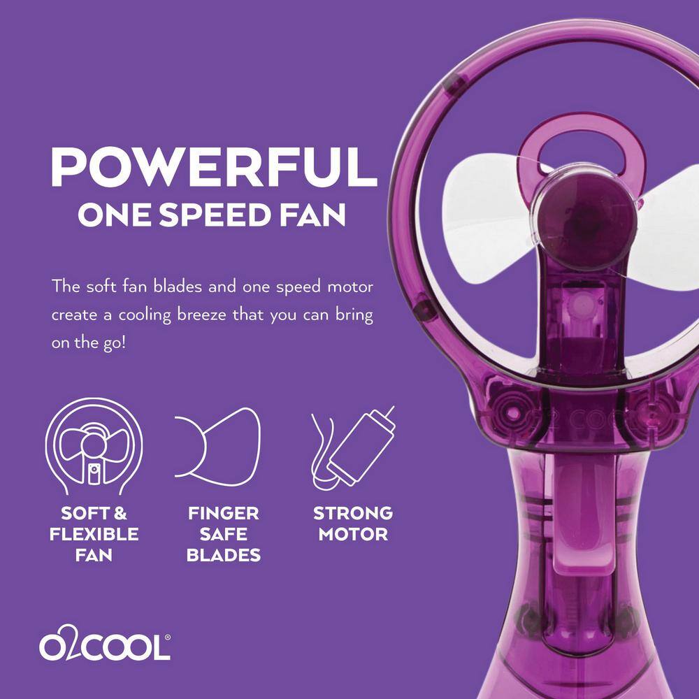 O2COOL Deluxe 3 in. Water Misting Personal Fan in Purple FML0001