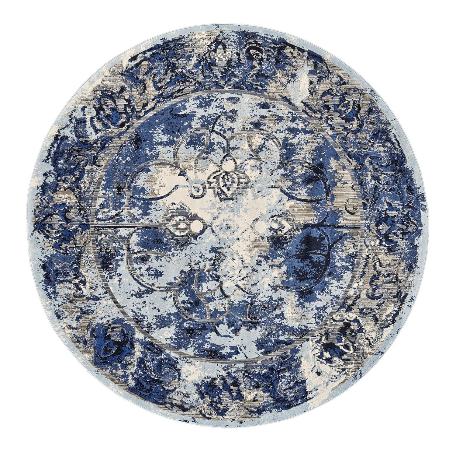 Carini Blue and Ivory Rug by BD Fine