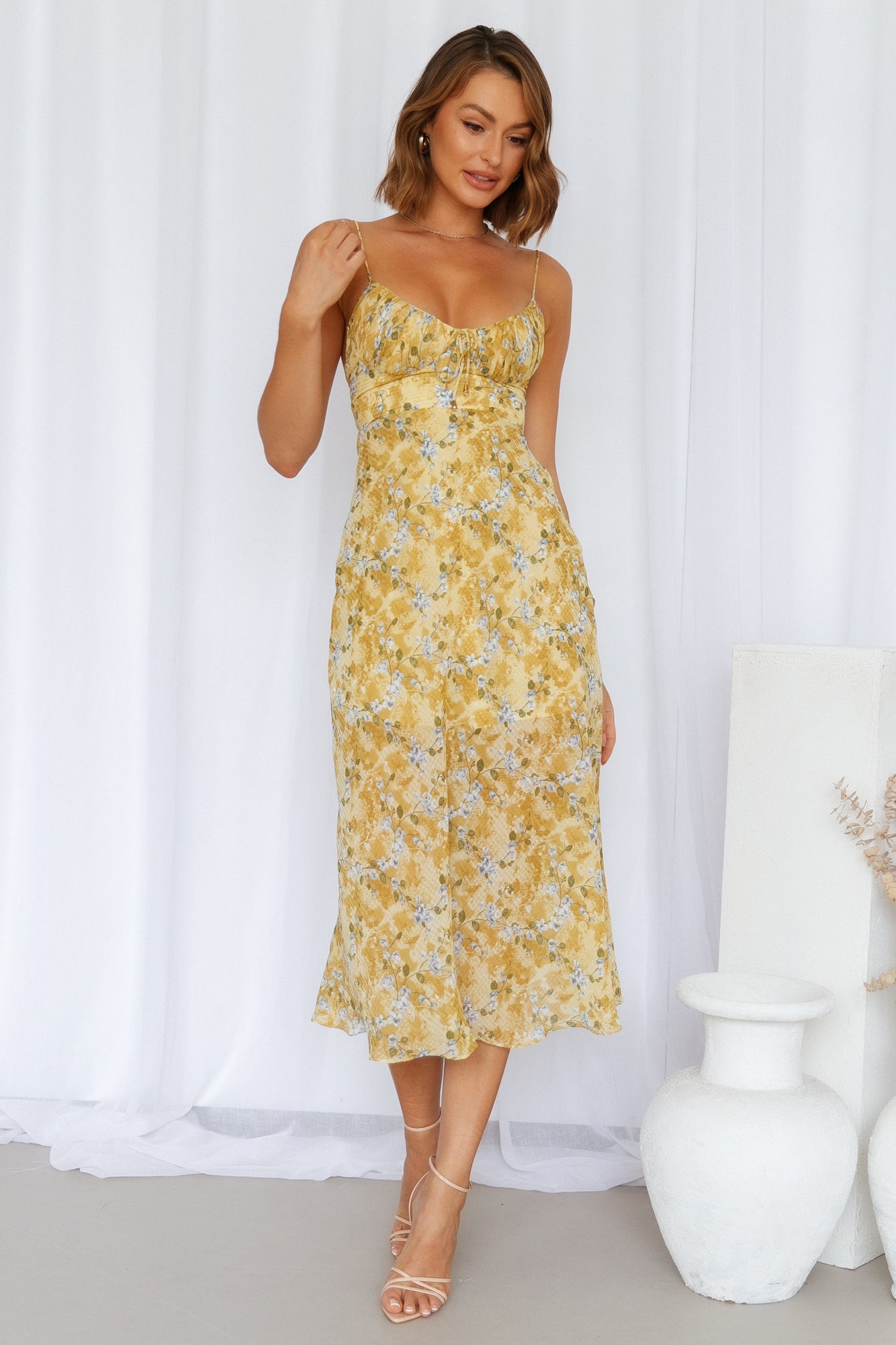 Sunrise Strolls Midi Dress Yellow