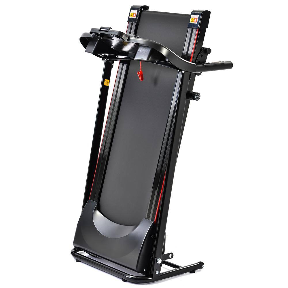 Tidoin 2.5 HP Black Stainless Steel Folable Electric Treadmill with Bluetooth Music 5 in. LCD Display and Heart Rate Sensor SHU-YDW2-107