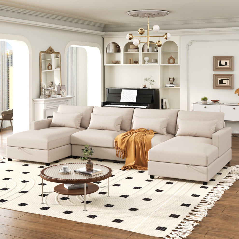 Spacious U Shape Sectional Sofa: Perfect for Relaxation and Storage   Contemporary   Sectional Sofas   by TATEUS LLC  Houzz