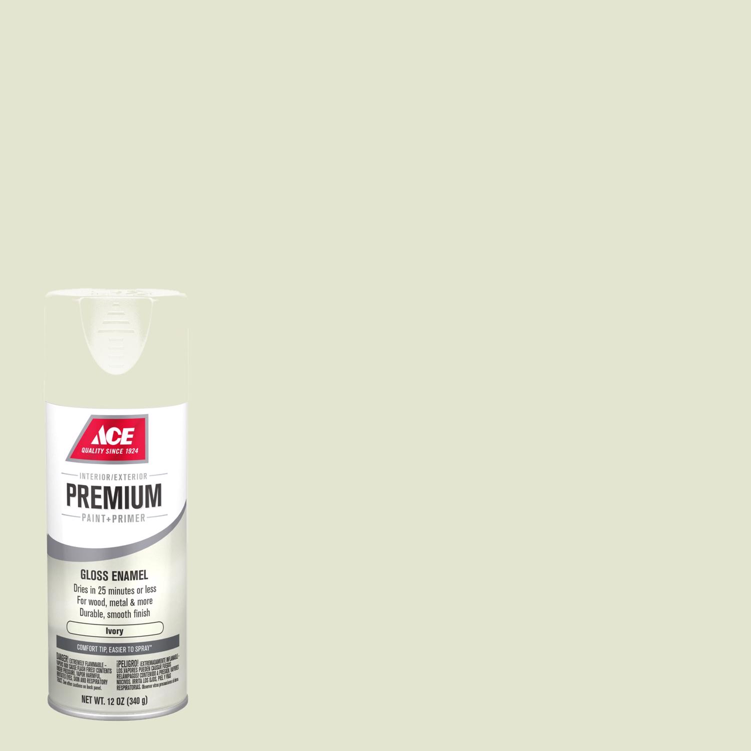 Ace Premium Gloss Ivory Paint + Primer Enamel Spray 12 oz