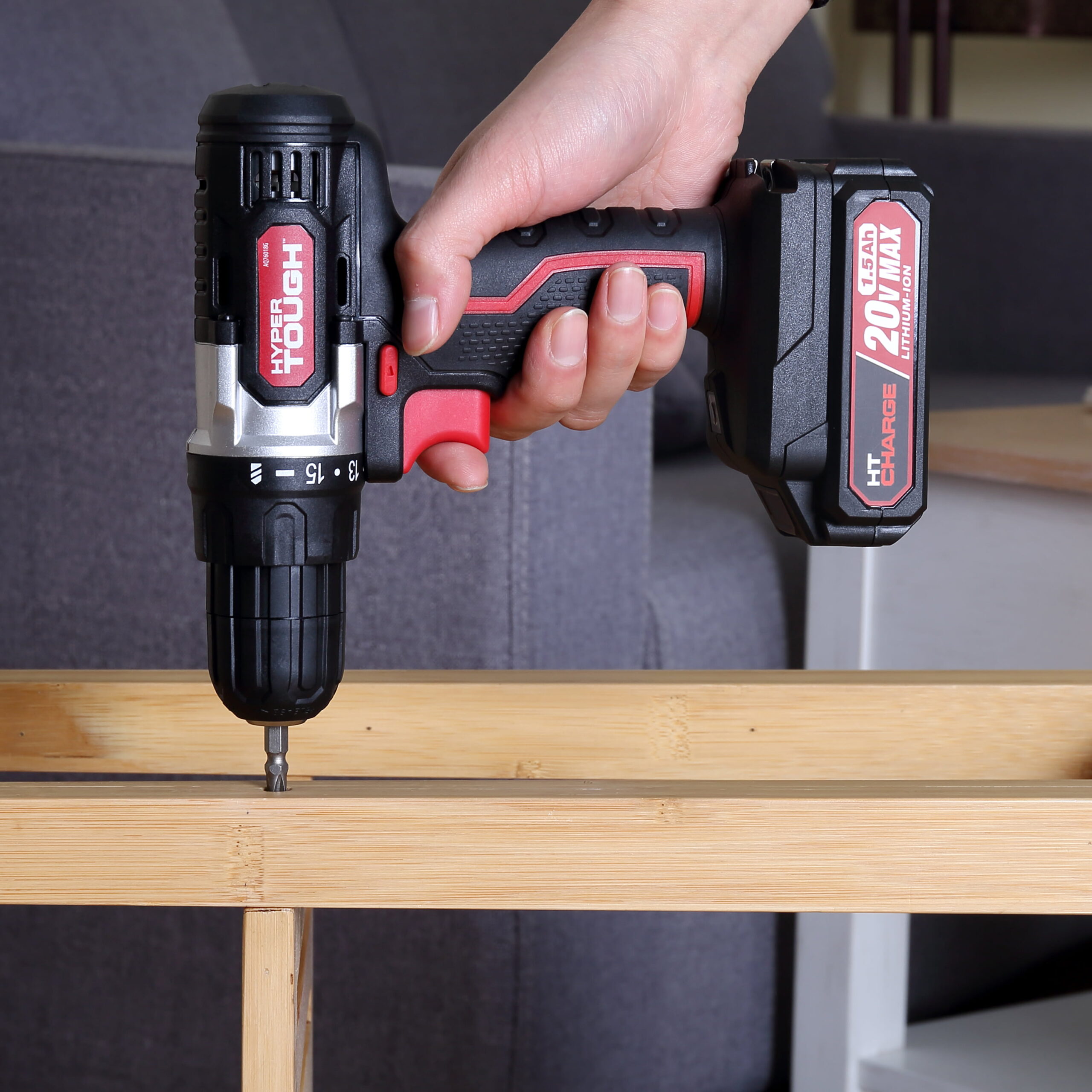 Hyper Tough 20V Max Lithium-Ion Cordless Drill， Variable Speed with 1.5Ah Lithium-ion Battery and Charger