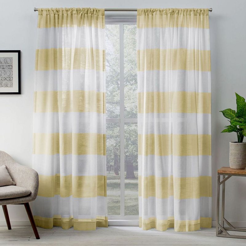 Exclusive Home 2-pack Darma Sheer Linen Rod Pocket Window Curtains