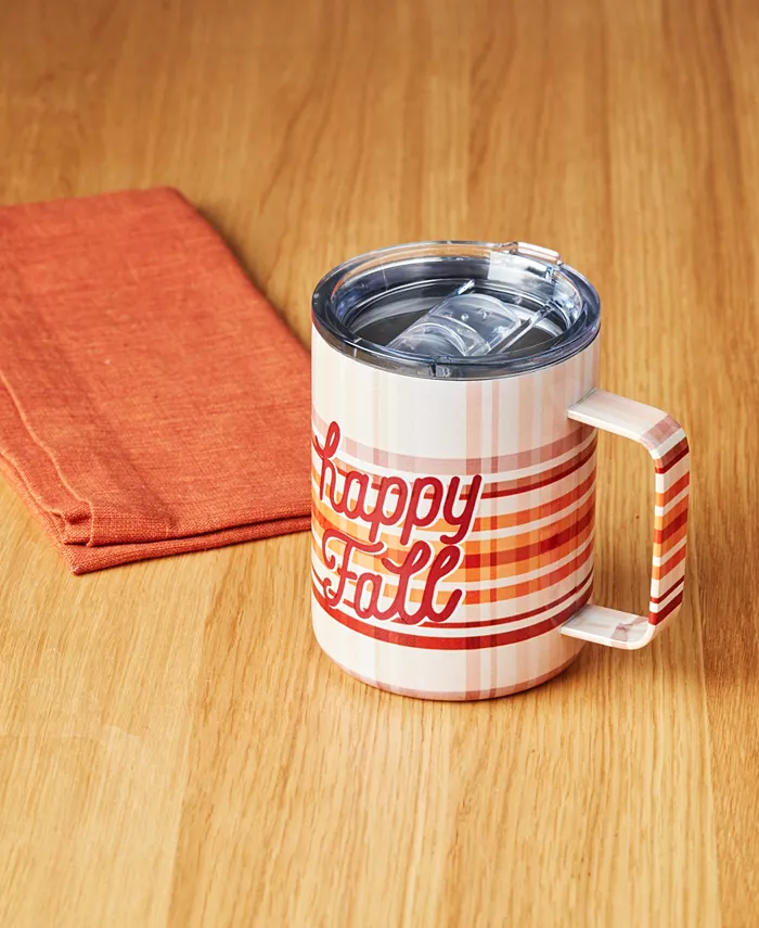 Cambridge Happy Fall Plaid Insulated Coffee Mug 16 oz