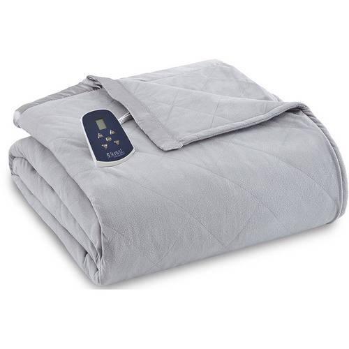 Micro Flannel A Electric Heated Quilted Down Alternative Comforter/Blanket， Full， Greystone