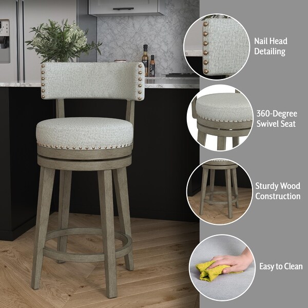 Hillsdale Furniture Lawton Wood Swivel Stool， Antique Gray