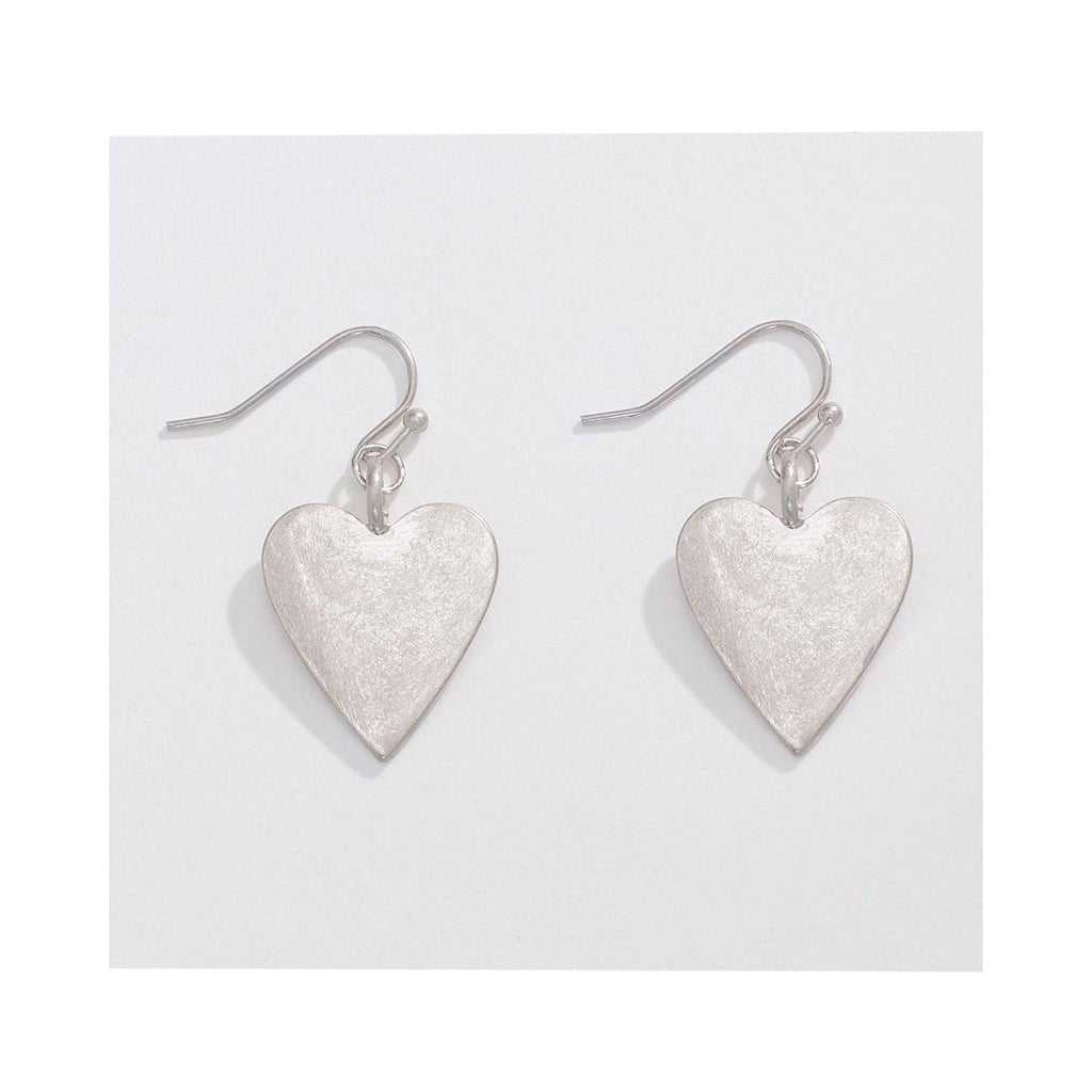 Periwinkle by Barlow   Brushed Silver Hearts - Earrings