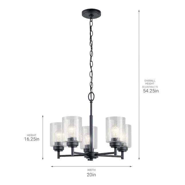 Kichler 44030BK Winslow 5-Light Black Modern/Contemporary Chandelier