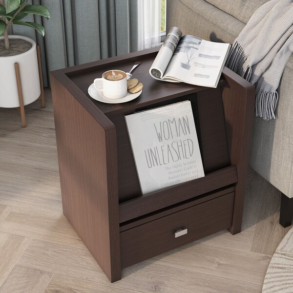 Furniture of America Dine Modern Walnut 47-inch 1-shelf Side Table