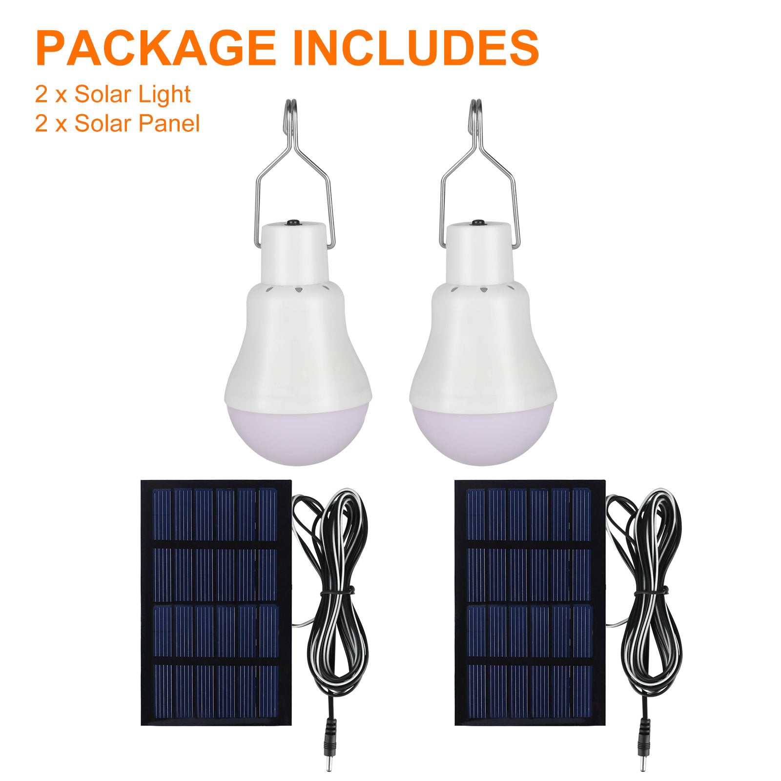 2pcs Portable Solar Powered LED Lantern， EEEkit Tent Light Bulb， Solar LED Bulb Lights， Chicken Coop Lights， Rechargeable Emergency Lamp for Outdoor Indoor Garden Camping Reading Lighting， Cool White