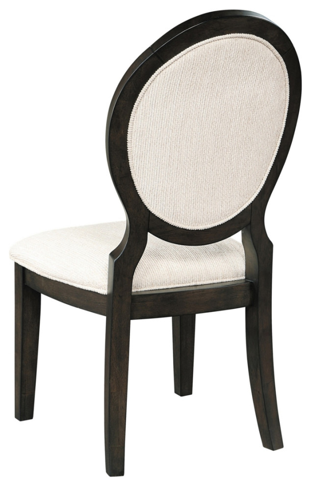 20 Inch Dining Chair Set Of 2 Oval Padded Back Polylinen Cream Fabric   Transitional   Dining Chairs   by Dot  ampBo  Houzz