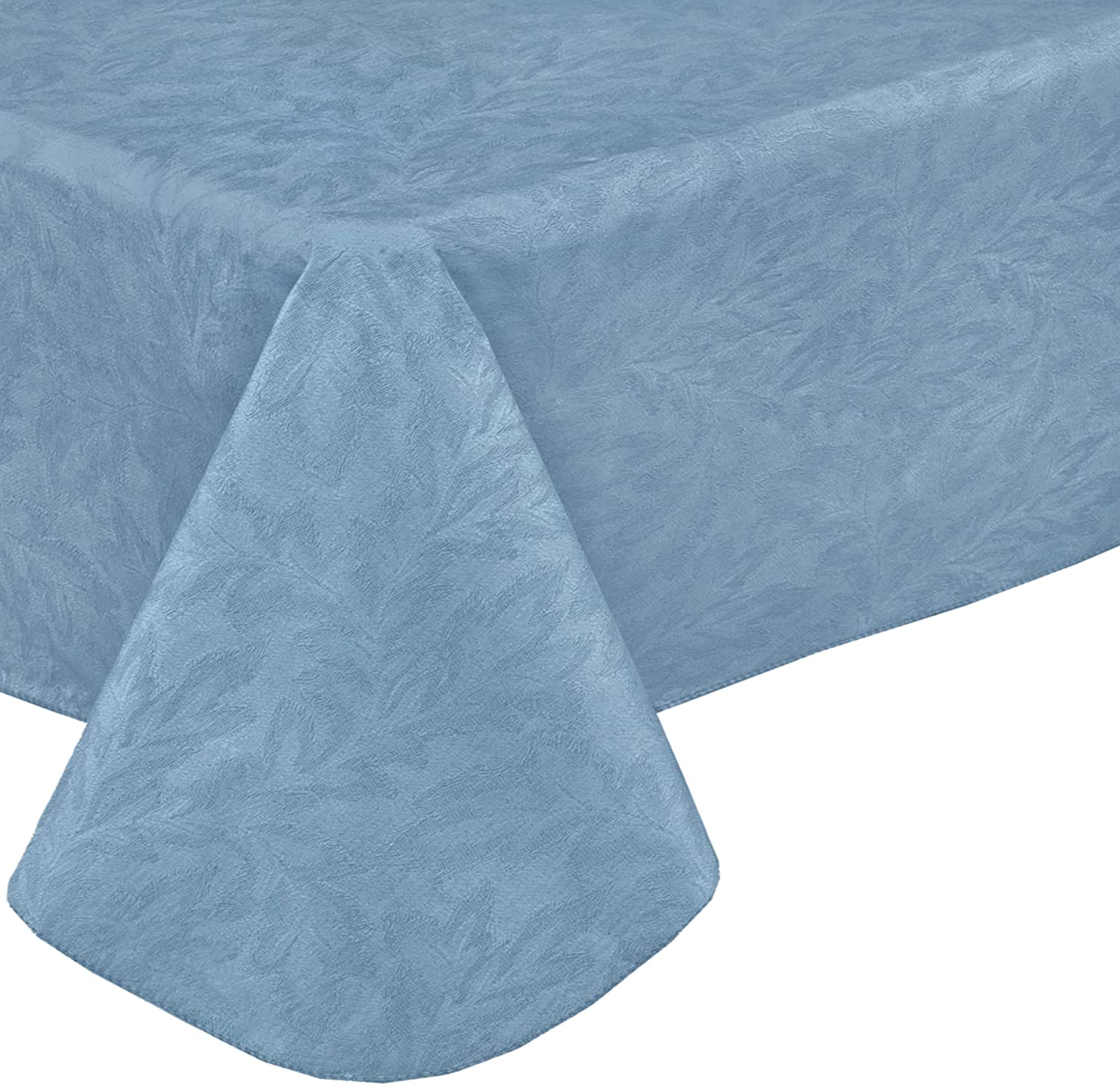 Newbridge Blue Napa Leaf Solid Color Vinyl Flannel Backed Tablecloth， Hotel Quality Indoor/Outdoor Patio， Kitchen， BBQ， Dining Room Vinyl Tablecloth， 52” x 52” Square