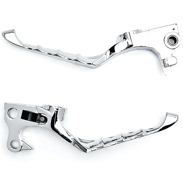 Chrome Hand Levers Skull Cross Grooved Emblems Compatible with Harley Davidson Sportster 1200 Custom 2004-2015