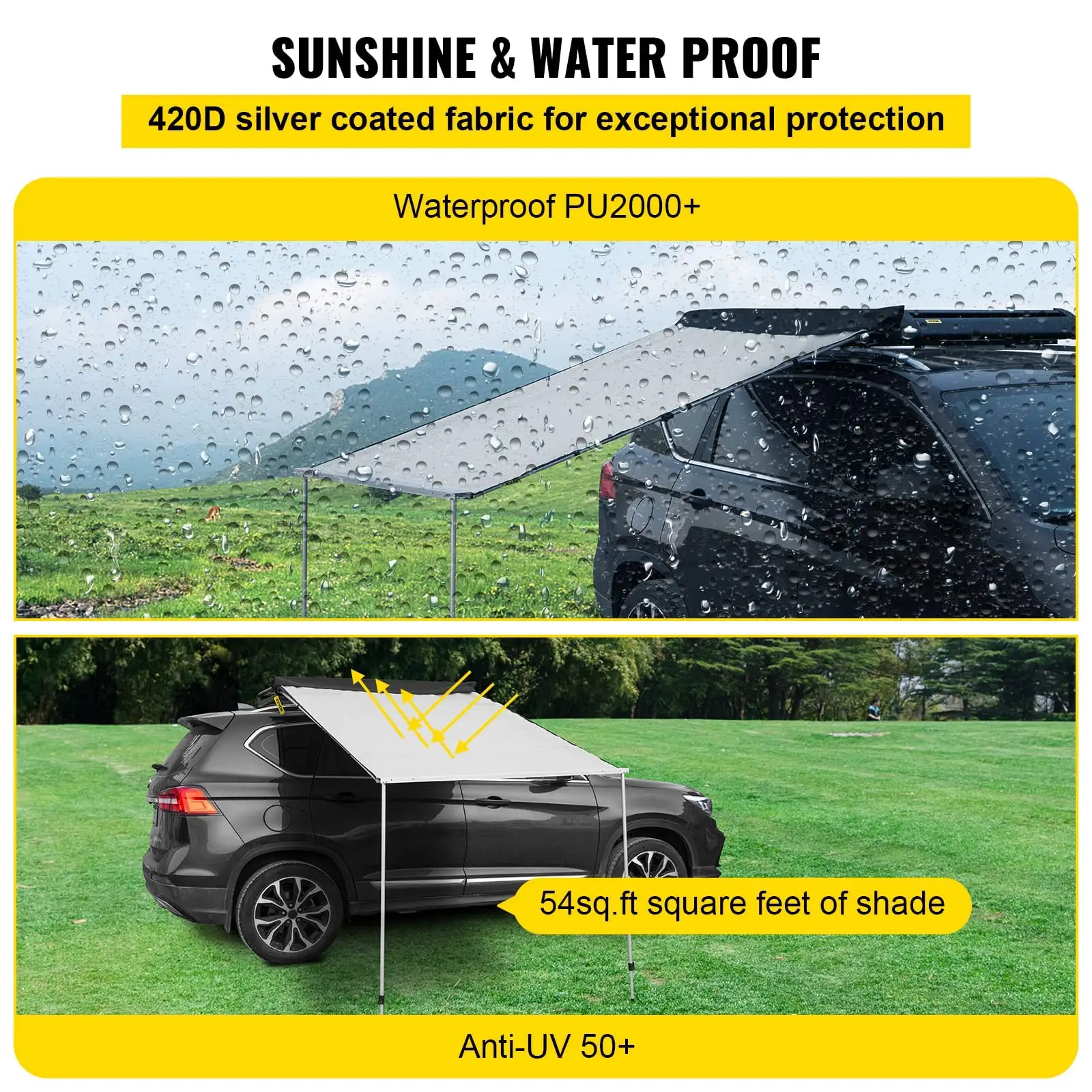 Wholesale Offroad Canopy Waterproof UV50+ Sunshade Rooftop Tent 4x4 4wd Car Side Awning Camping Tent