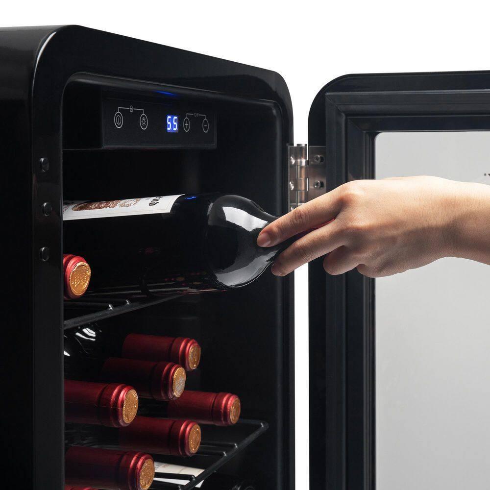 185 in 24 Bottle Free Standing Wine Cooler in Black