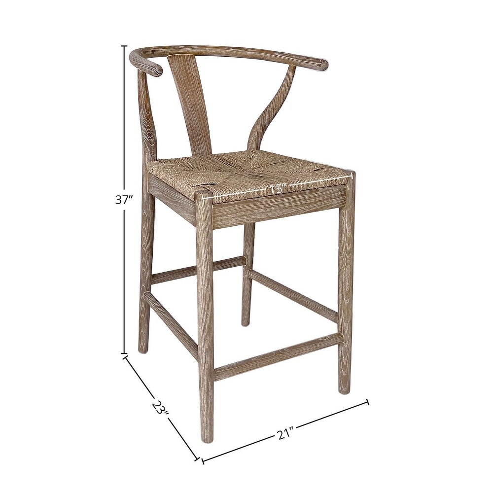 Kairo Oak and Natural Woven Wicker Dining Counter Stool