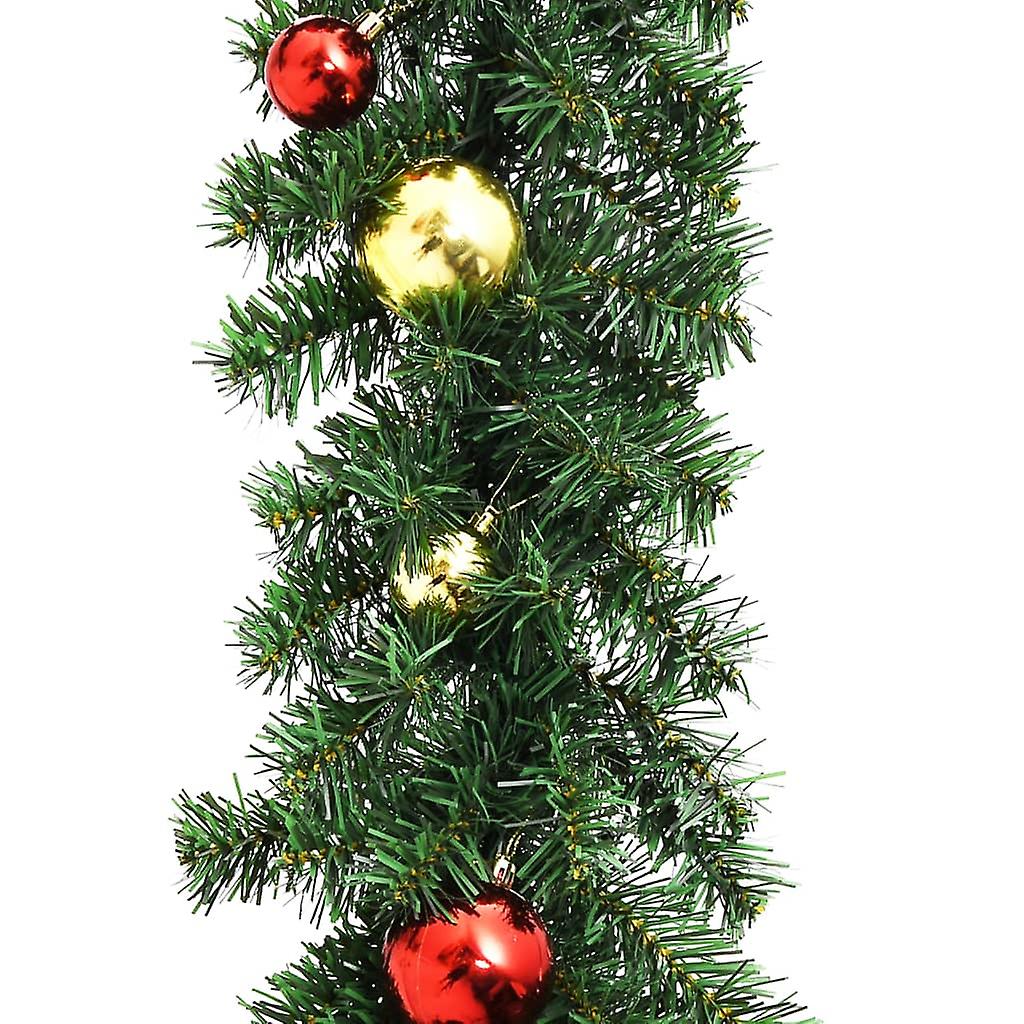 Vidaxl Christmas Garland Decorated With Baubles And Led Lights 16 Ft