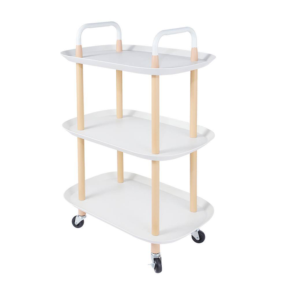 Tidoin 3-Tier Metal Storage Rolling Utility Cart in White DHS-YDFN-435W