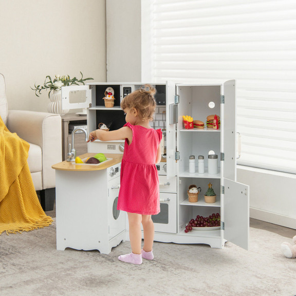 Costway 15392648 Wooden Kid's Corner Kitchen Plays...