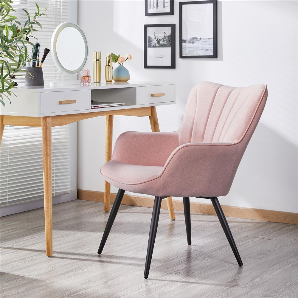 Easyfashion Upholstered Fabric Modern Accent Chair， Pink