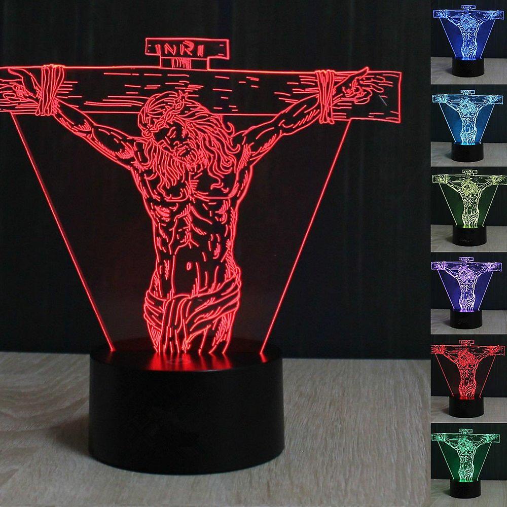 3d Christianity Jesus Suffering Night Light 7 Color Change Led Table Desk Lamp Acrylic Flat Abs Base Usb Charger Home Toy Brithday Xmas Kid Children G