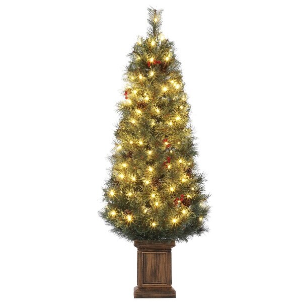 4.5ft Artificial Christmas Tree，Prelit Christmas Tree with 108 Warm White Led Lights