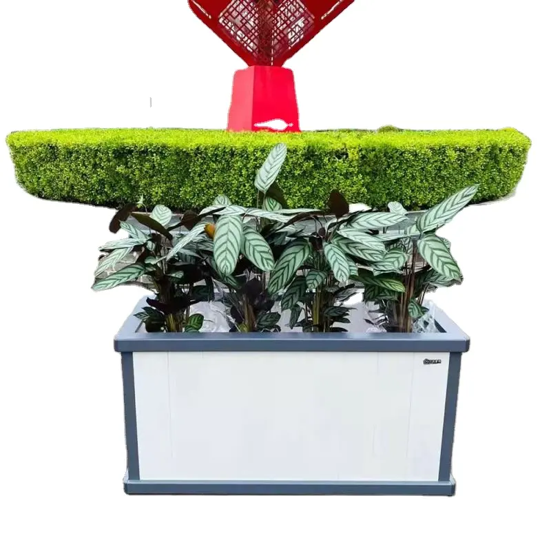 Outdoor White Light Weight Planter Box Large Aluminum Planter Pots Modern Style Planting Trees and Flowers