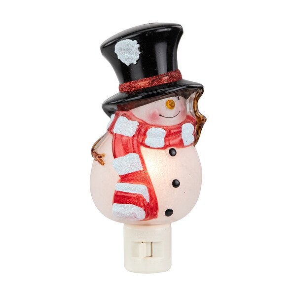 6.5 White and Red Snowman in Black Top Hat Christmas Night Light