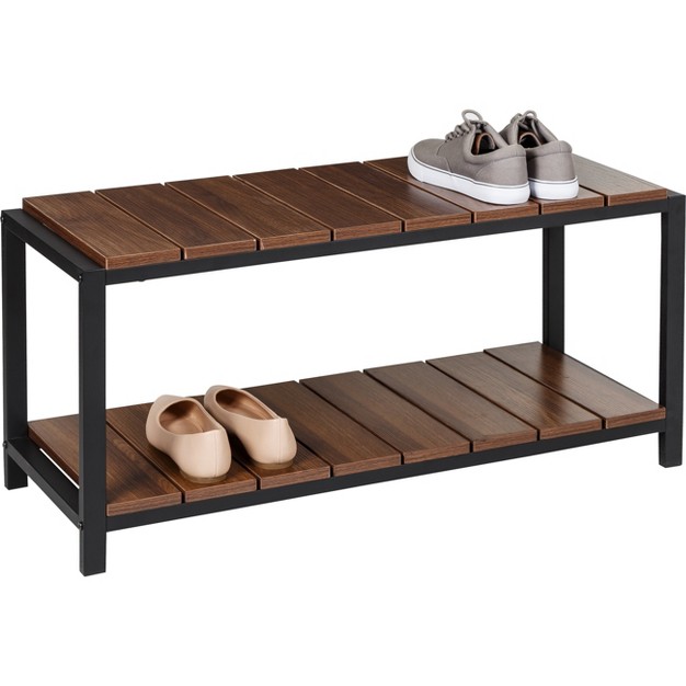 Honey can do 2 Tier Shoe Storage Bench Walnut