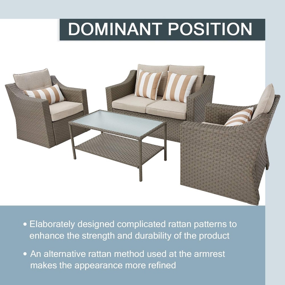 Solaura Outdoor 4 piece Wicker Conversation Set