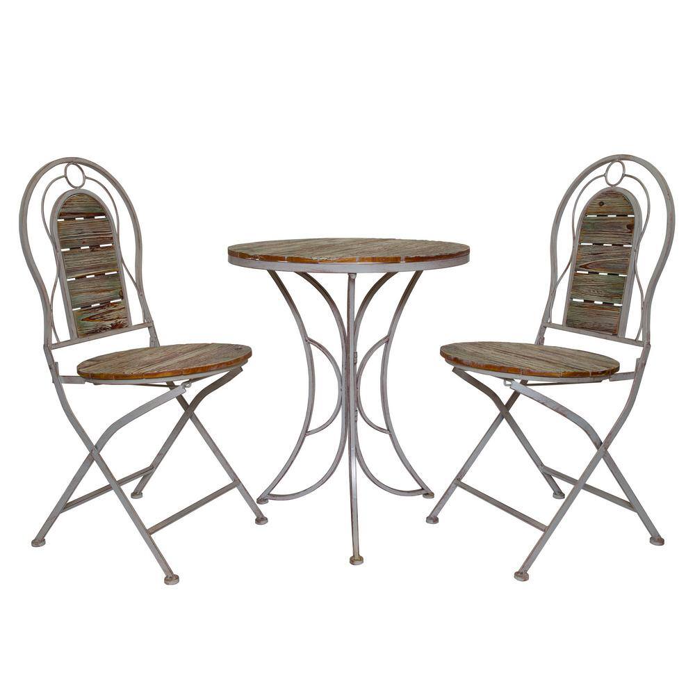 Alpine Corporation 3-Piece Weathered Wood Bistro Set in Green MZP610A