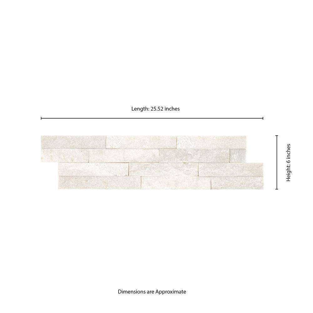 MSI Arctic White Ledger Panel 6 in. x 25.52 in. Textured Marble Stone Look Wall Tile (6 sq. ft.Case) LPNLQARCWHI624C